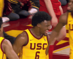 Bronny James Shoulder Bump USC GIF