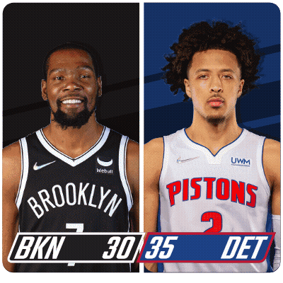 Brooklyn Nets Player And Pistons Player Side By Side GIF