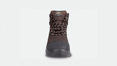 Brown And Black Safety Boots With Letter X GIF