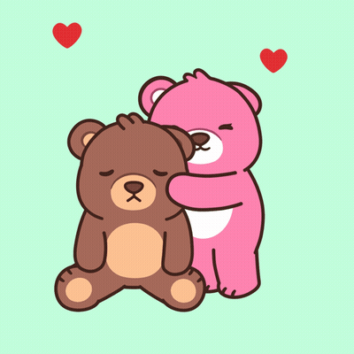 Brown And Pink Teddy Bear Standing Together GIF