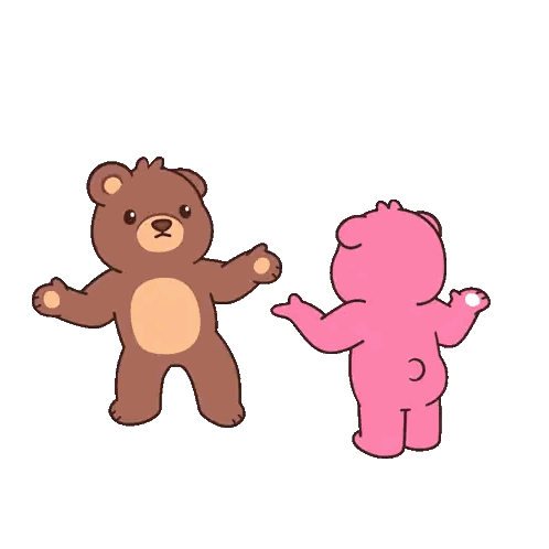 Brown And Pink Teddy Bears Dancing Sticker