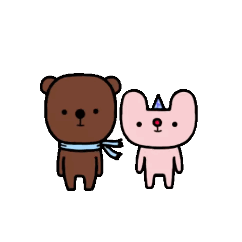 Brown And Pink Teddy Bears Standing Together Sticker
