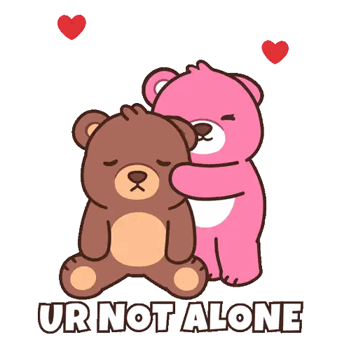 Brown And Pink Teddy Bears Ur Not Alone Sticker