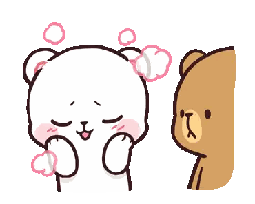 Brown And White Bear With Pink Bubbles From Ears Sticker