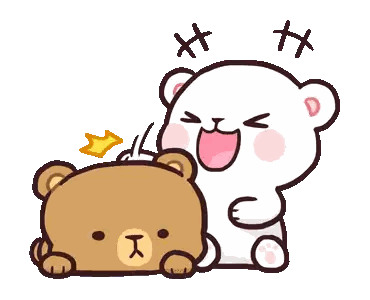Brown And White Bear With X Eyes Sticker
