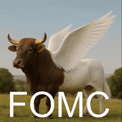 Brown And White Bull With Wings FOMC GIF