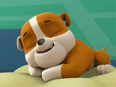 Brown And White Cartoon Dog Laying Down Eyes Closed GIF