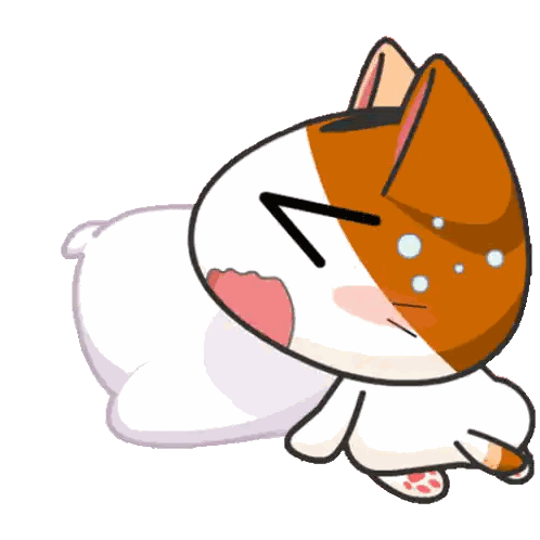Brown And White Cat Laying Down Crying With V On Face Sticker