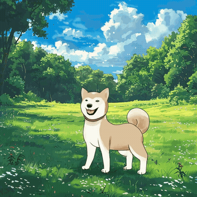 Brown And White Dog In Grass Field GIF
