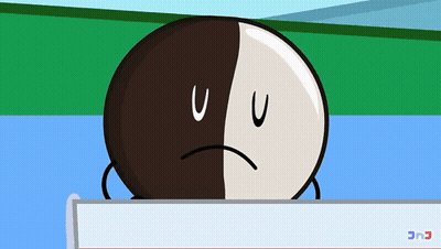 Brown And White Sad Cartoon Behind White Board GIF