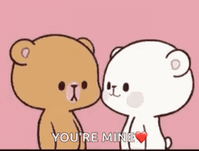 Brown And White Teddy Bear Kissing You're Mine GIF