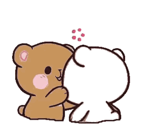 Brown And White Teddy Bears Hugging Sticker