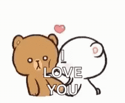 Brown And White Teddy Bears Hugging With Heart GIF