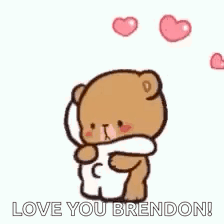 Brown And White Teddy Bears Hugging With Hearts GIF