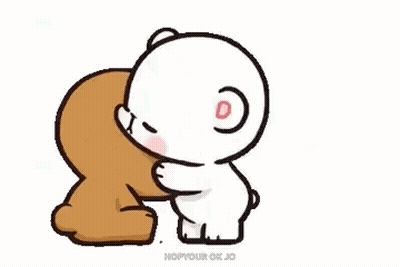 Brown And White Teddy Bears Kissing Each Other GIF