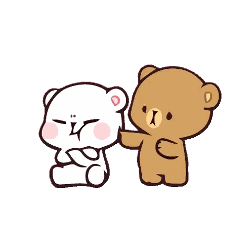 Brown And White Teddy Bears Sitting Together Sticker