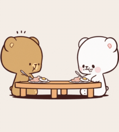 Brown Bear And White Bear Eating Eggs GIF