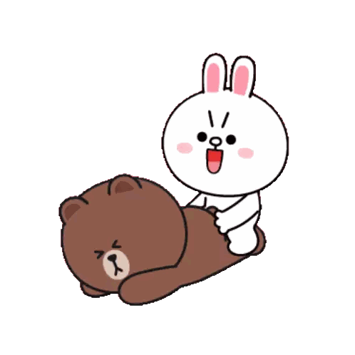 Brown Bear And White Bunny Cartoon Sticker