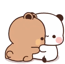 Brown Bear And White Panda Hugging Sticker