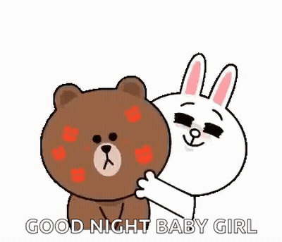 Brown Bear And White Rabbit Hugging Good Night GIF