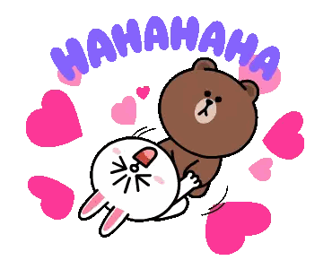 Brown Bear And White Rabbit Laughing Sticker