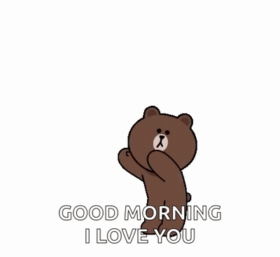 Brown Bear Hiding in Hearts Saying Good Morning