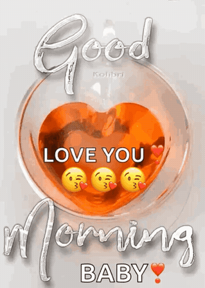 Brown Bear Holding Pink Heart Saying Good Morning GIF