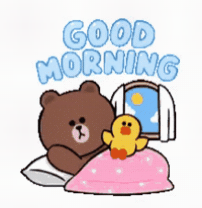 Brown Bear Lying In Bed With Yellow Duck GIF