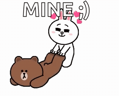 Brown Bear Lying On Rabbit's Lap GIF