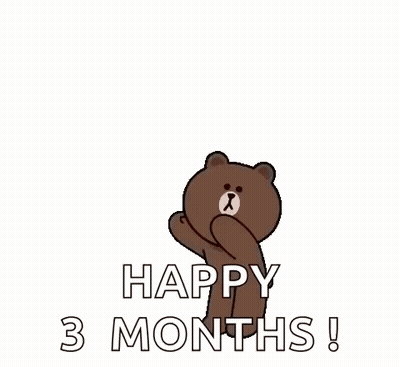 Brown Bear Red Hearts Happy 3 Months GIF