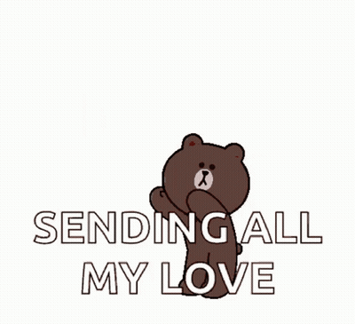 Brown Bear Sitting In Red Hearts Sending All My Love GIF