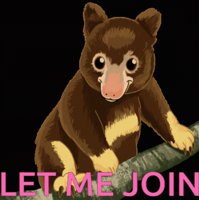 Brown Bear Sitting On Tree Branch Let Me Join GIF