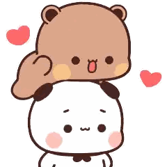 Brown Bear Sitting On White Bear's Head Sticker