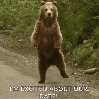 Brown Bear Standing Hind Legs I'm Excited About Our Date GIF