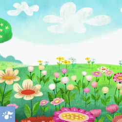 Brown Bunny Hopping Over Flowers GIF