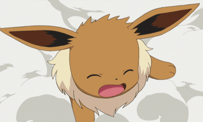 Brown Eevee With Pink Tongue Looking Up
