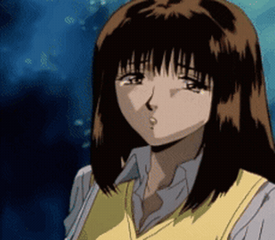 Brown Hair Girl In Yellow Vest And White Shirt GIF