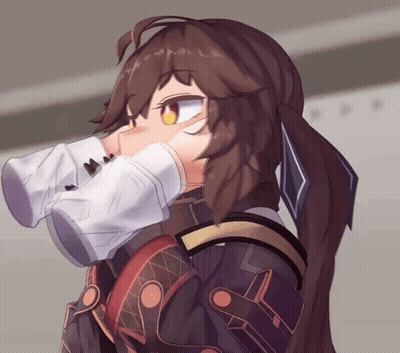 Brown-Haired Anime Girl Drinking From Cup GIF