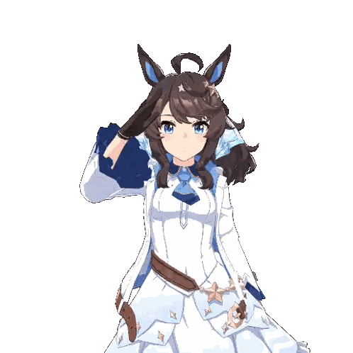 Brown-Haired Blue-Eyed Girl In White And Blue Dress Sticker