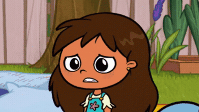 Brown-Haired Cartoon Girl In Overalls With Flower GIF