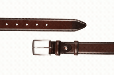 Brown Leather Belt With Silver Metal Buckle GIF