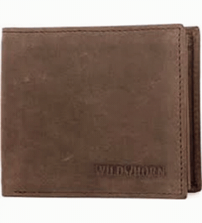 Brown Leather Wallet With White Stitching GIF
