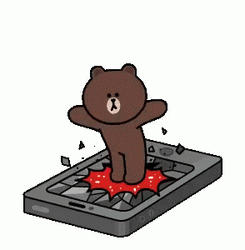Brown Line Bear Crashing Phone