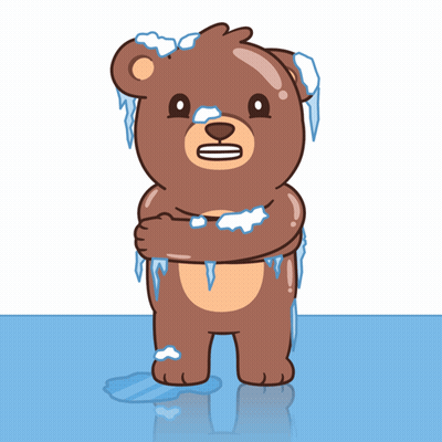 Brown Teddy Bear Covered In Ice Standing In Puddle GIF