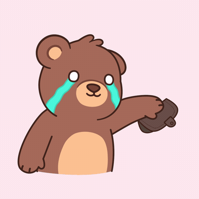 Brown Teddy Bear Crying Holding Purse GIF