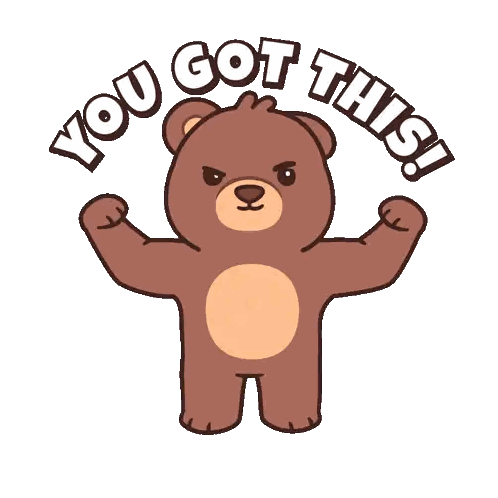 Brown Teddy Bear Flexing Muscles You Got This Sticker