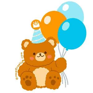 Brown Teddy Bear Holding Balloons Sticker