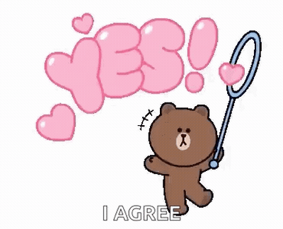 Brown Teddy Bear Holding Bubble Wand Saying Yes GIF