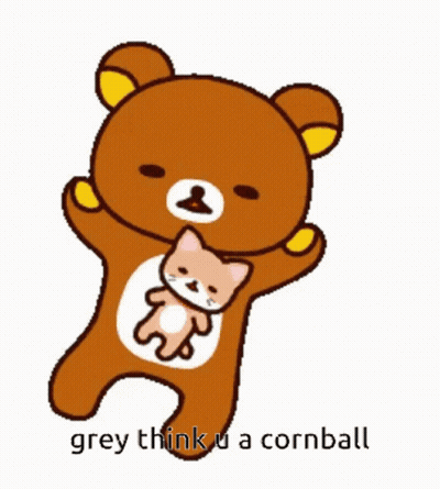 Brown Teddy Bear Holding Cat Saying Grey Think U A Cornball GIF