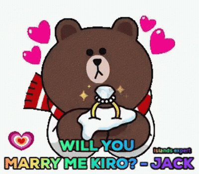 Brown Teddy Bear Holding Diamond Ring Asking To Marry Him GIF